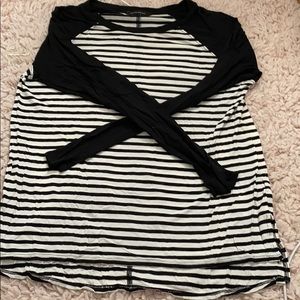 Banana Republic striped t shirt with black sleeves